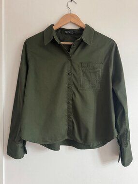 Soaked Luxury Cropped Shirt ✨ Green Cotton Boxy - Size M